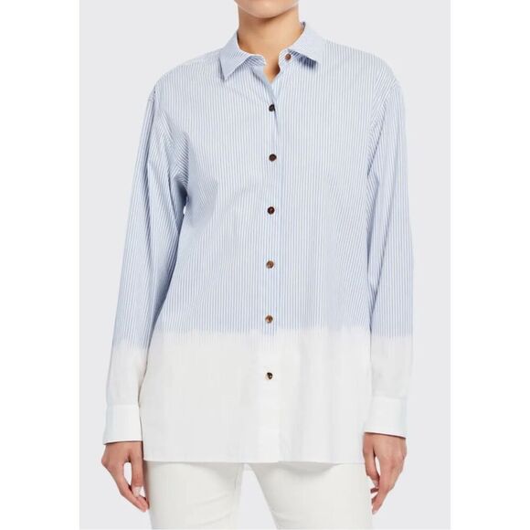 LAFAYETTE 148 NY Everson Solo Melange Stripe Long-Sleeve Blouse, $448 XS - Picture 1 of 9